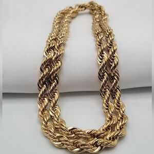 Vintage Twisted Rope Chain Necklace 23" Gold Tone AVON